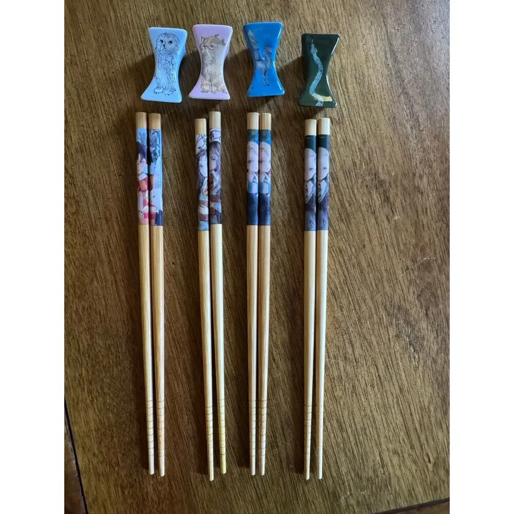 RARE Harry Potter Mahou Dokoro Japan Chopstick Hashioki Set 8pc Hedwig Draco